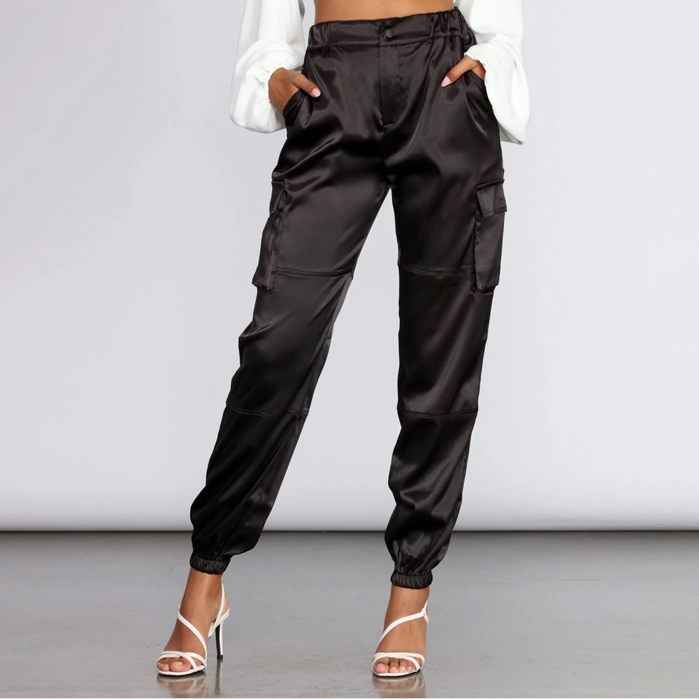 Boutique Satin cargo pants